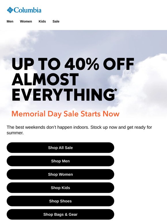 Up to 40% off almost everything starts NOW!