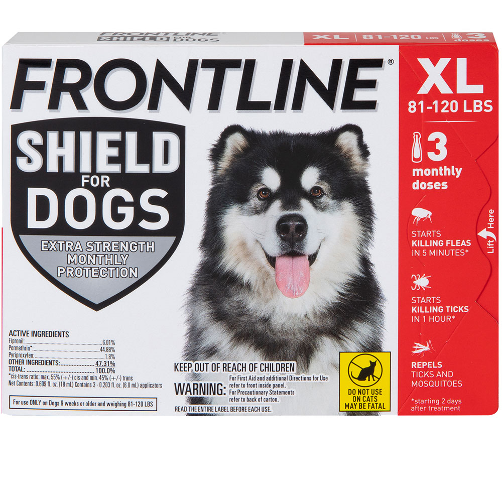Image of Frontline Shield Flea & Tick Treatment for Extra Large Dogs, 81 - 120 lbs, 3 doses