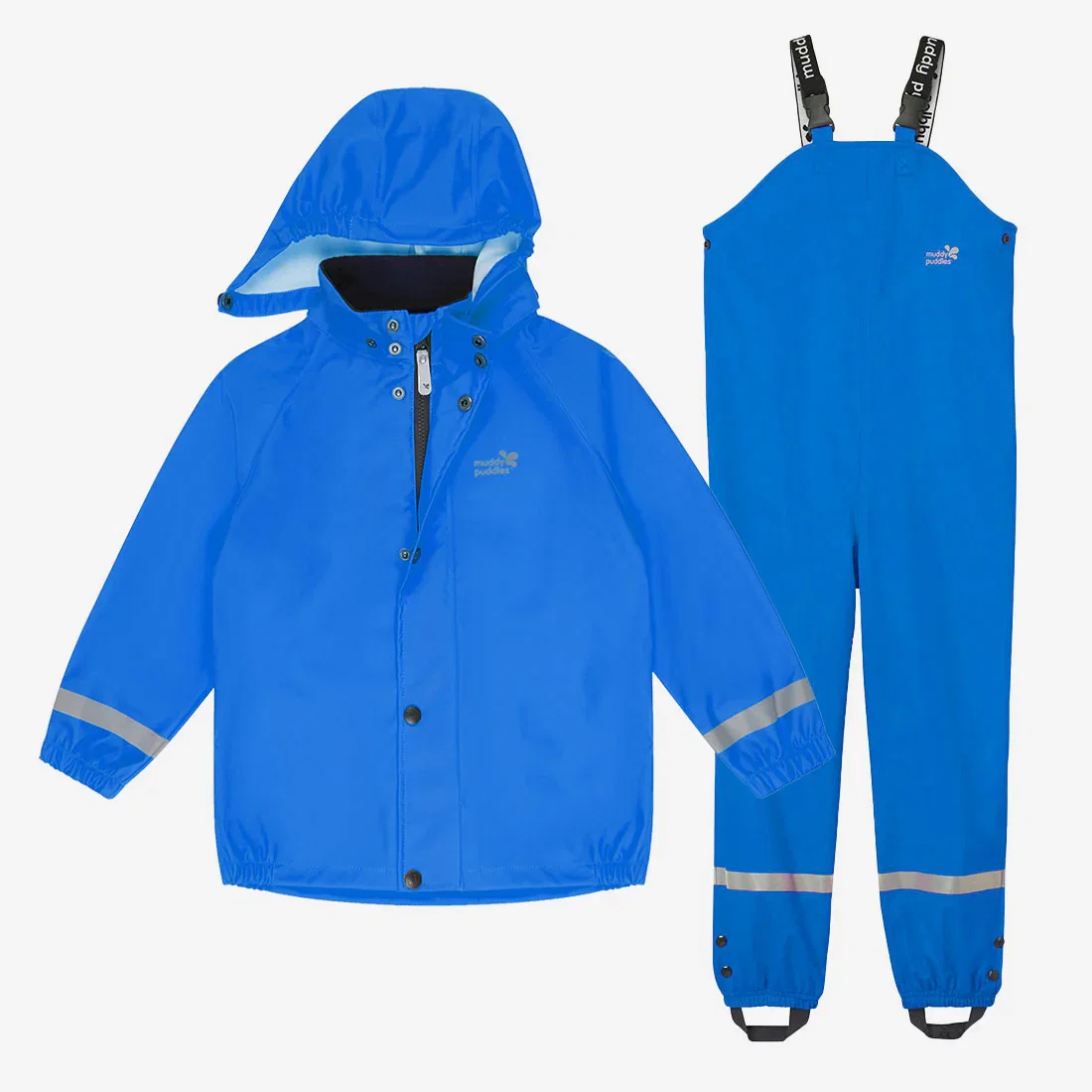 Image of Rainy Day Waterproof Jacket and Dungarees Set Blue