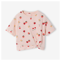 T-Shirt mit Knoten Mädchen, mit Recycling-Baumwolle - hellrosa