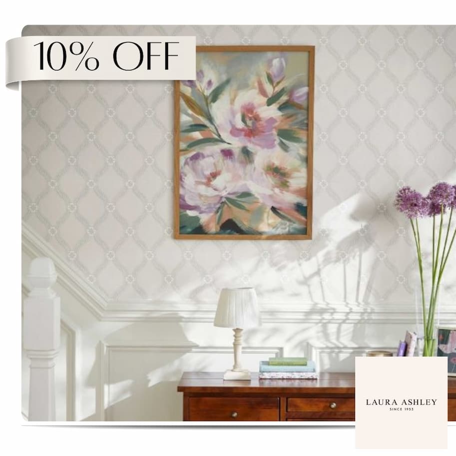 Laura Ashley Landford Paintable Wallpaper White 143258