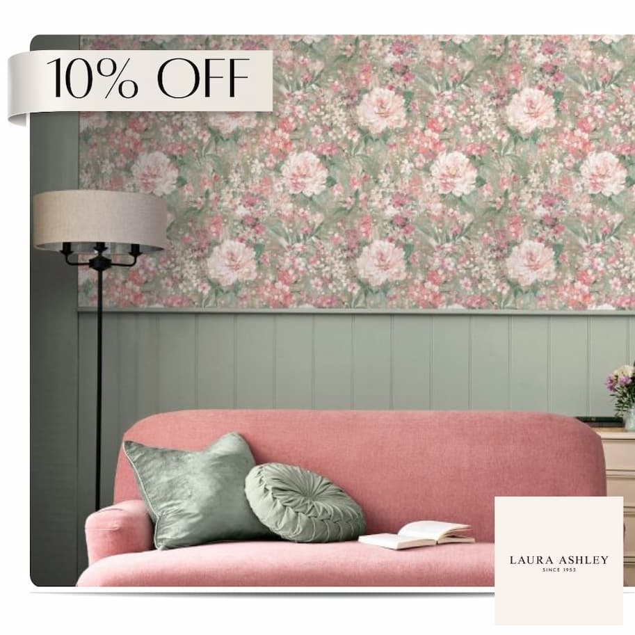 Laura Ashley Mayville Wallpaper Hedgerow Green 140328