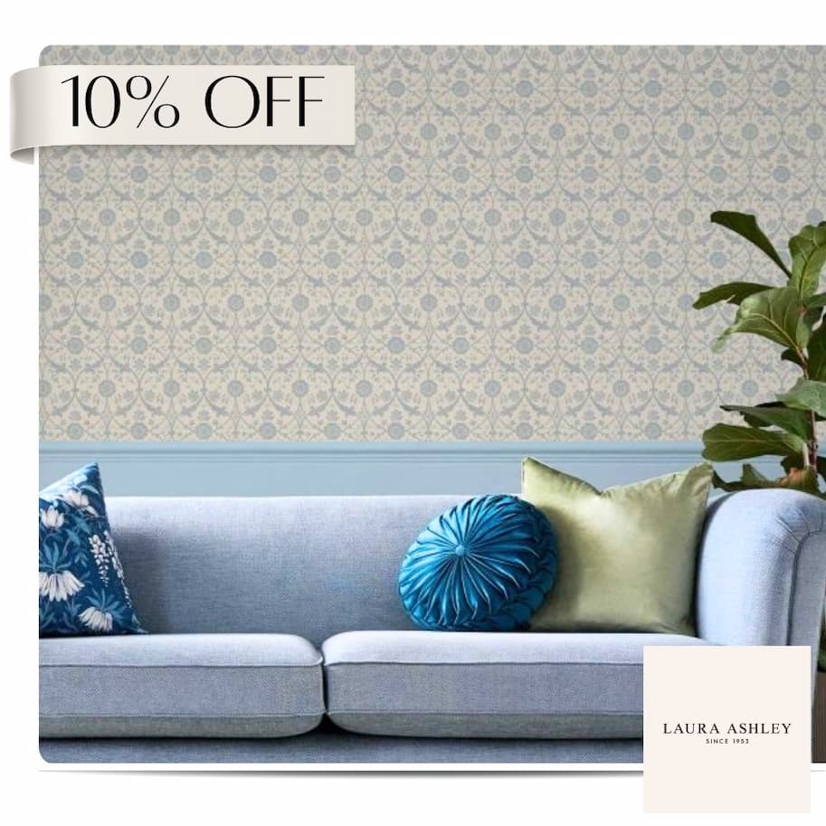 Laura Ashley Endale Trellis Wallpaper Newport Blue 143324