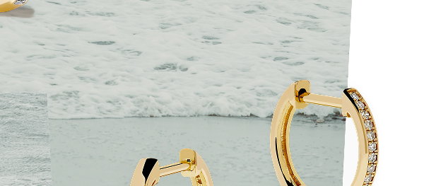 14K Yellow Gold Cultured Pearl and Diamond Shell Earrings