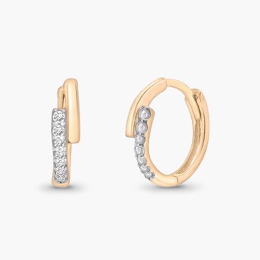 Diamond Accent Bypass Hoop Earrings in 10K Yellow Gold