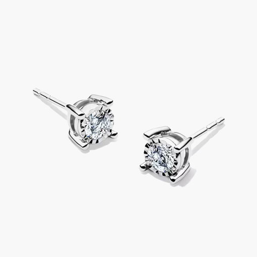 Lab Grown Diamond Round Illusion Stud Earrings in 10K White Gold