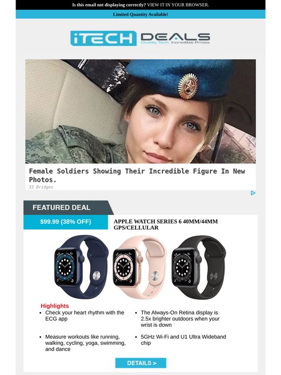 Apple Watch Series 6 Cellular $99 + Free Shipping!