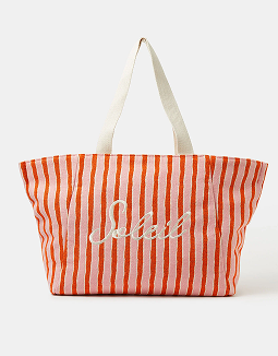 Slogan Stripe Beach Tote Bag