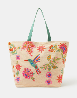 Embroidered Beach Tote Bag