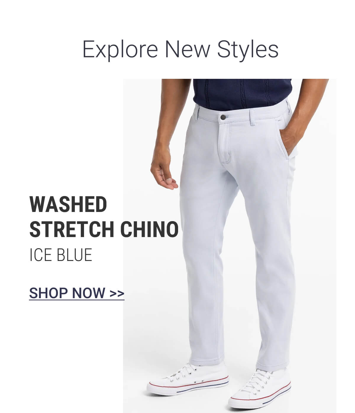 Ice Blue Washed Stretch Chino