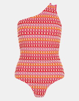 One Shoulder Crochet Swimsuit Multi