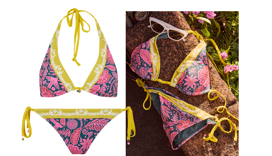 Floral Print Triangle Bikini Top Multi