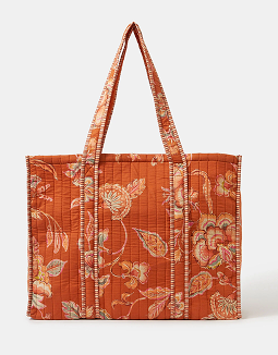 Floral Print Quilted Tote Bag