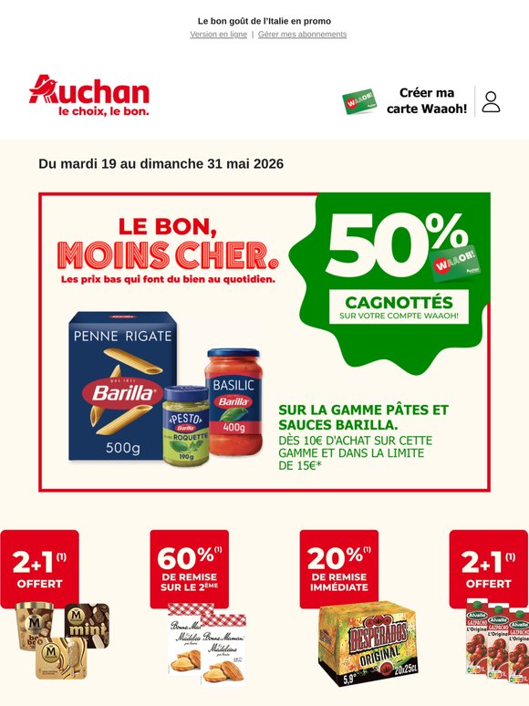 😋 50% cagnottés sur la gamme de pâtes et sauces Barilla !