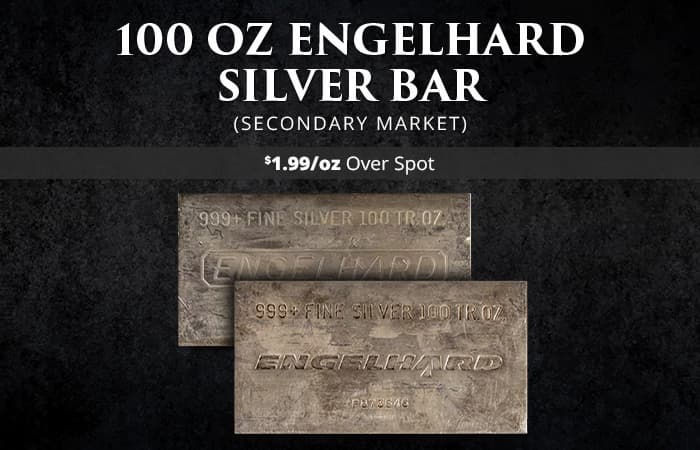 ON SALE: 100 oz Engelhard Silver Bar (Secondary Market)