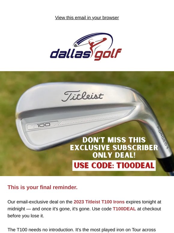 ⏰ Last Chance — T100 Email Exclusive Expires Tonight!