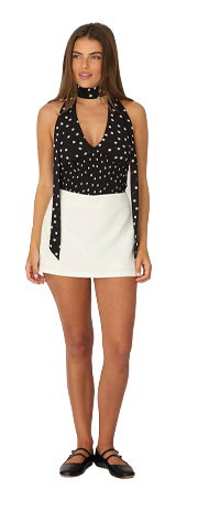 White Mini Skort Skirt High Rise Tailored