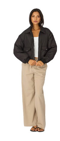 Black Bomber Jacket Collared