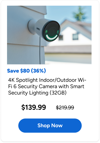 4K Spotlight Indoor/Outdoor Wi-Fi 6 Security Camera with Smart Security Lighting (32GB)