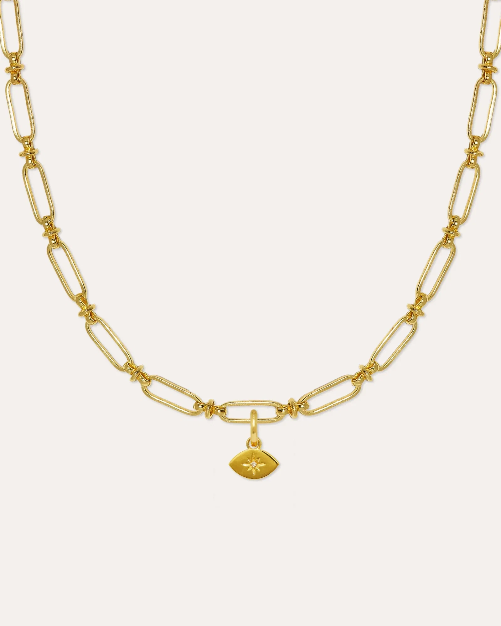 Image of Starburst Crystal Eye Charm & Chain Necklace Set