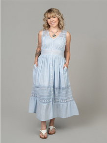 Crochet Lace Button Front Maxi Dress
