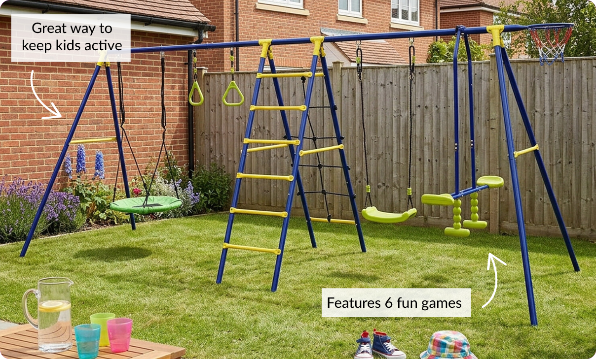 Great way to keep kids active. Features 6 fun games