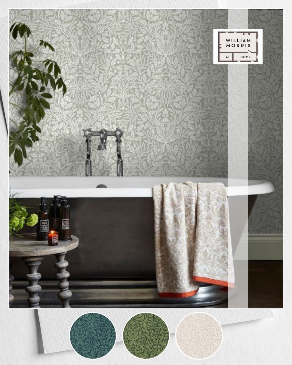 William Morris At Home Acorn Wallpaper Sage Green 140492
