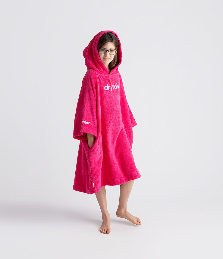 Dryrobe® Kids Organic Towel Robe in Hot Pink