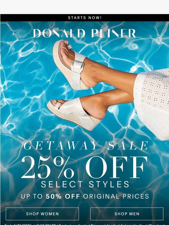 Getaway Sale IS ON! 25% Off Select Styles