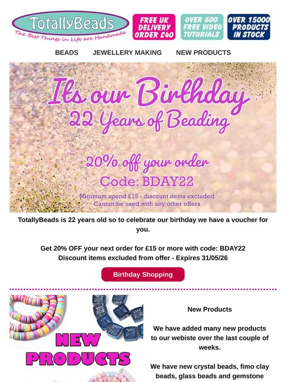 New Products + Birthday Discounts