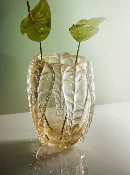 1970s Cenedese Frosted Murano Glass Vase