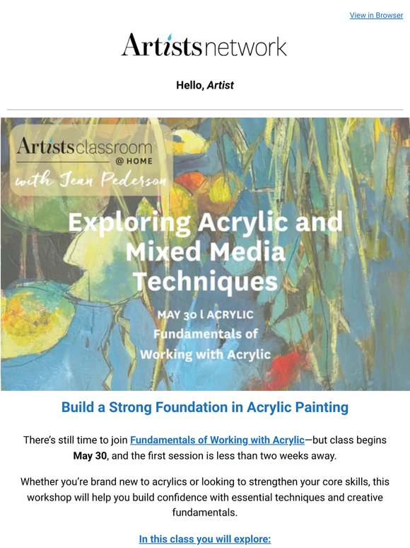 Your Acrylic Journey Starts 5/30—Save Your Spot