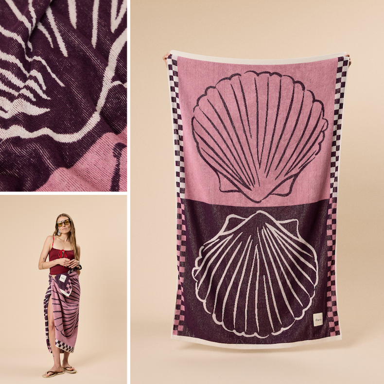 Cotton beach towel in pink shell