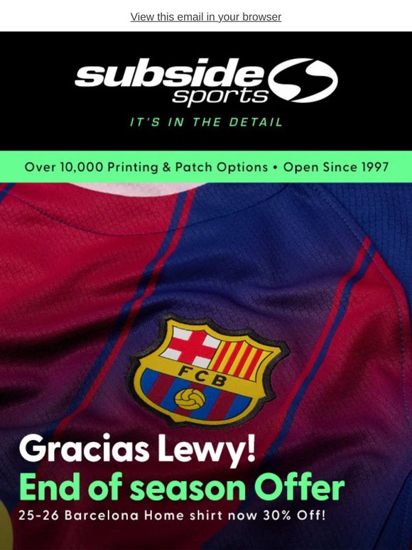 Gracias Lewy! End of season Offer - 25-26 Barcelona Home shirt now 30% Off!