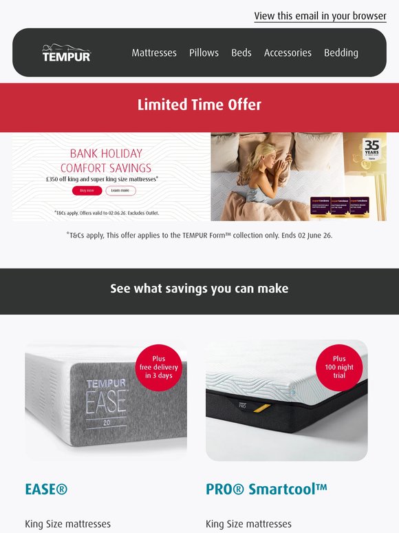 Enjoy our Bank Holiday Comfort savings