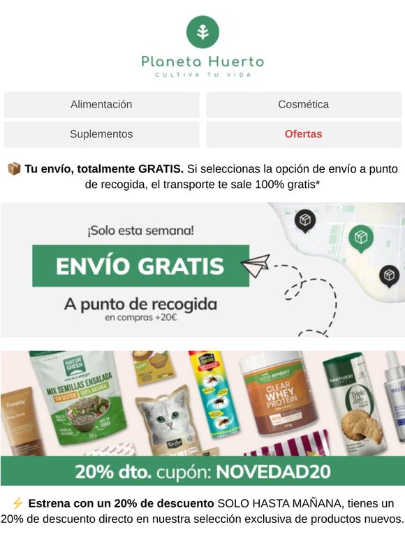 ⏳ ¡Últimas horas! 20% Dto. en novedades + Envío GRATIS