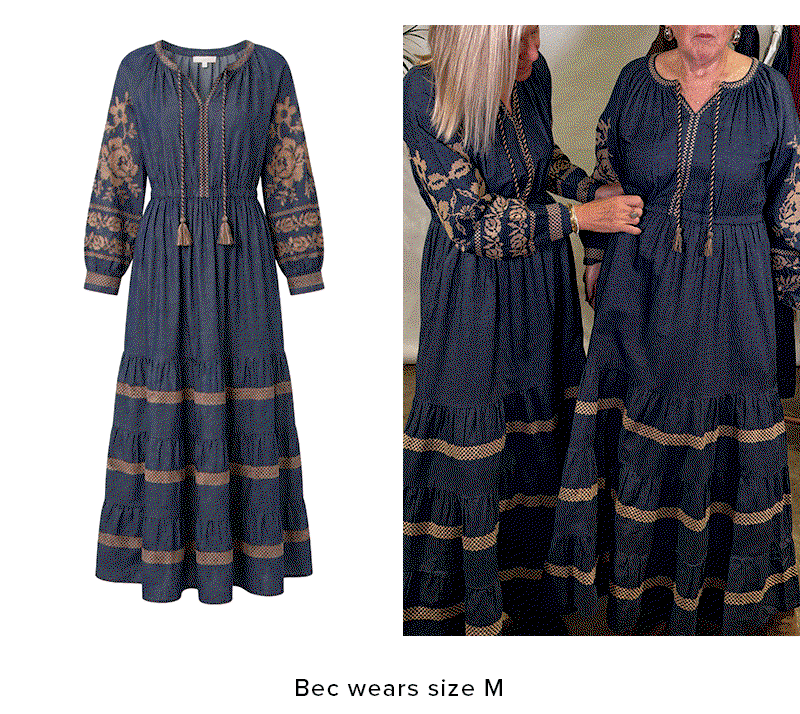 Shop Tabitha Embroidered Dress in Mid Wash
