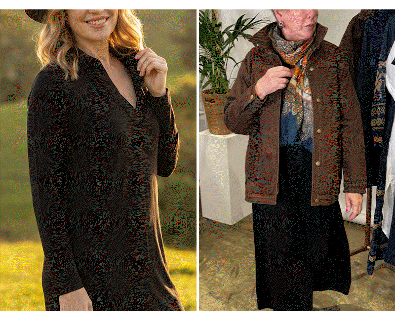 Shop Collared Swing Dress in Black