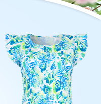 Clear Waters Printed Plisse Top