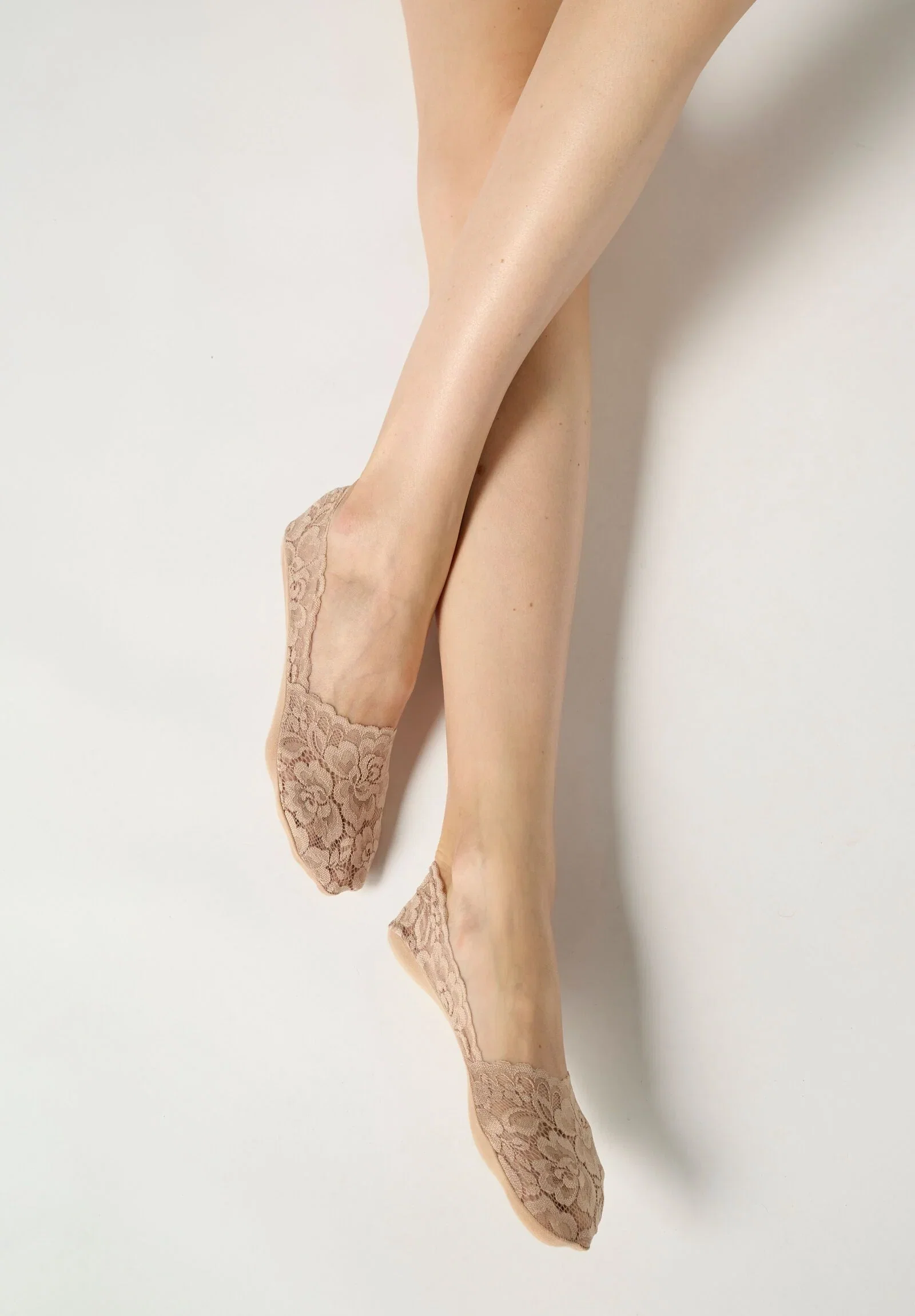 Image of Calzino Fantasmino Pizzo Lacy - Beige Rosato
