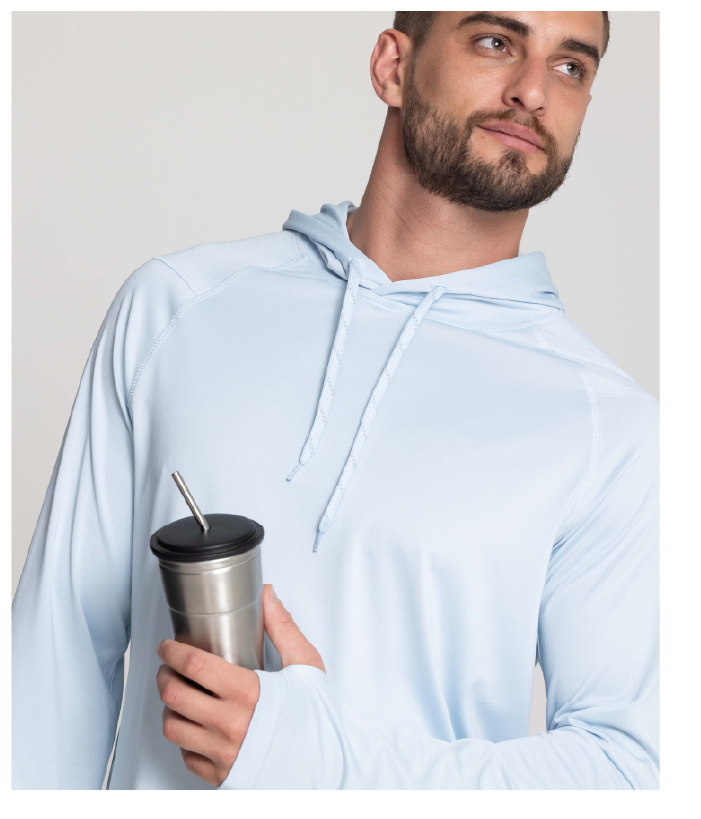 Men's UPF 50+ Hooded Sun Shirt in River Mist
