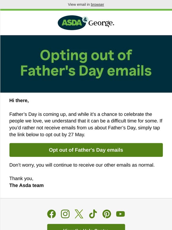 Don’t want to receive our Father’s Day emails?