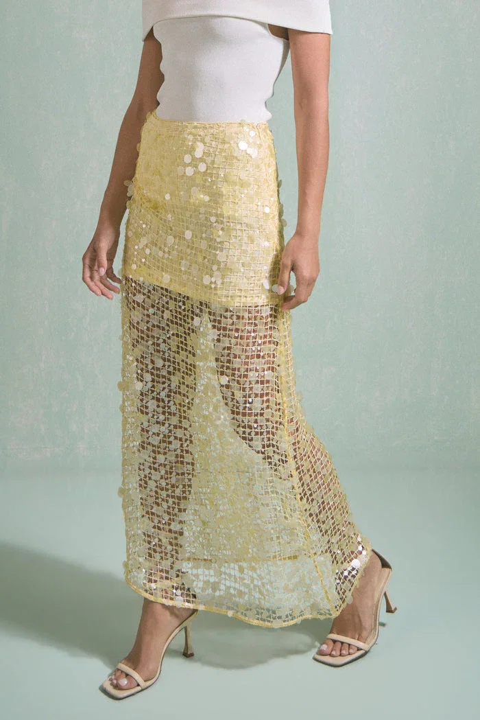 Image of Sequin Mesh Maxi Skirt