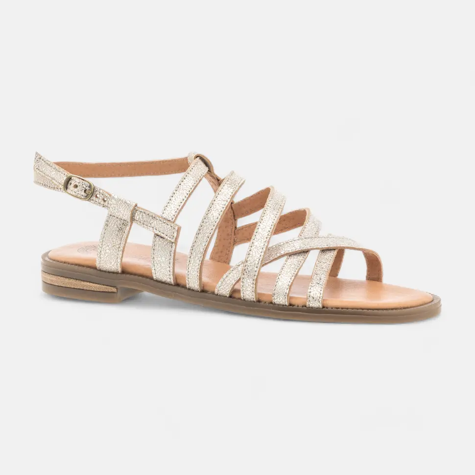 Nu-pieds Femme en cuir or