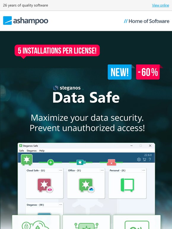 Steganos Data Safe – Secure encryption for PC, network, and cloud