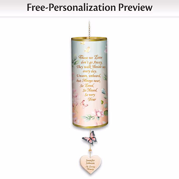 Windcatcher with your loved one's name, hand-painted metal butterfly