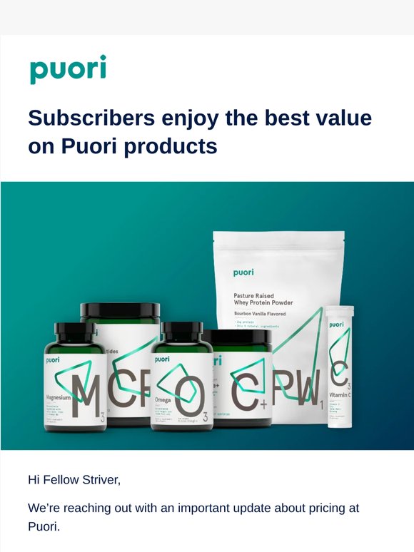 Some of our prices are increasing on June 1st, Fellow Striver