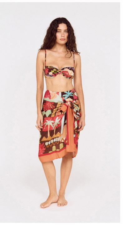 Vinatage Coastal Print Long Sarong