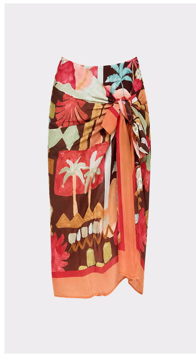 Vinatage Coastal Print Long Sarong