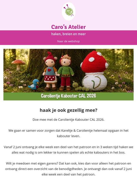 Nieuw: Carolientje en Kareltje Kabouter CAL  🍄